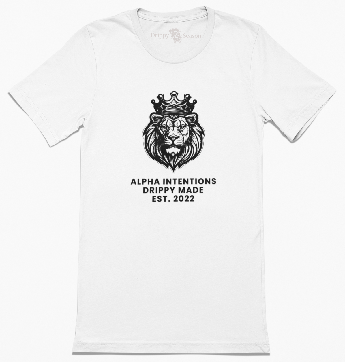 White t-shirt with the lion king design across chest