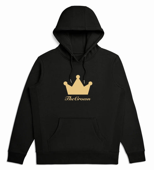 Black hoodie with the crown design on chest.