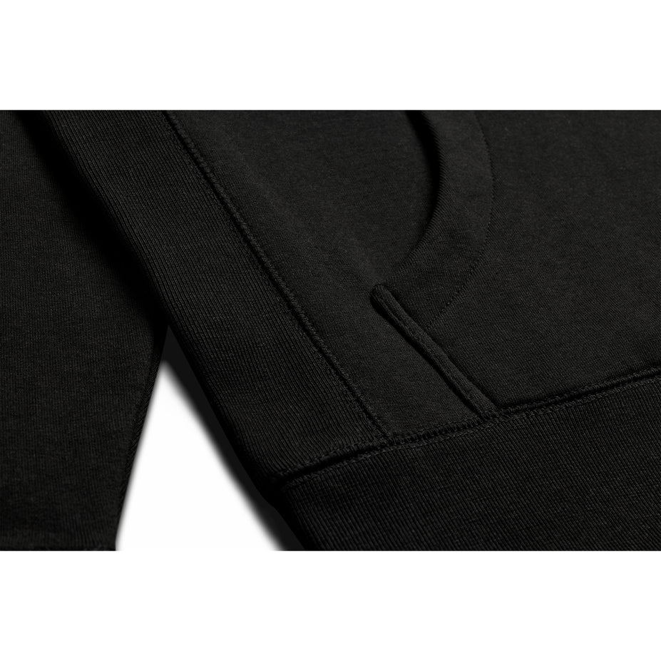 Detail close-up of black hoodie